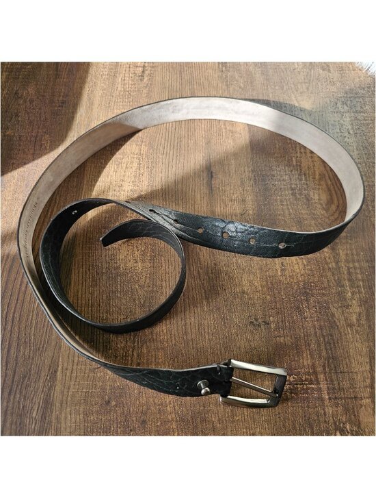 Brunello Cucinelli Gunmetal Buckle Crackled Leather Long Loop Pull Through Belt main image 7